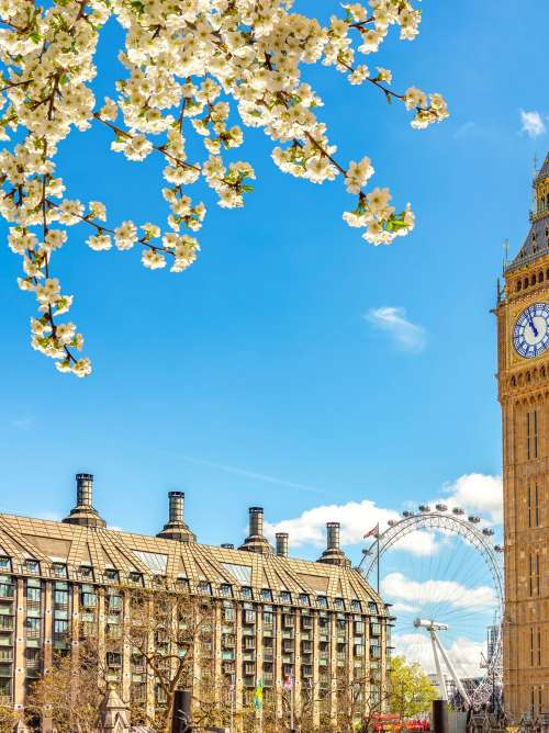 St George's Tower (Big Ben) and the Houses of Parliament in London, England