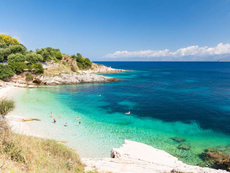 paradise beach in Kassiopi in Corfu island, Greece; Shutterstock ID 600648392; Invoice Number: -