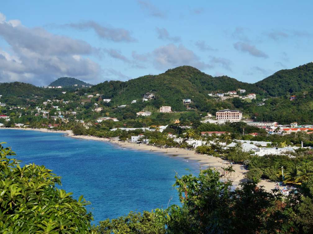 View of a jungle-lined bay in Grenada, Caribbean