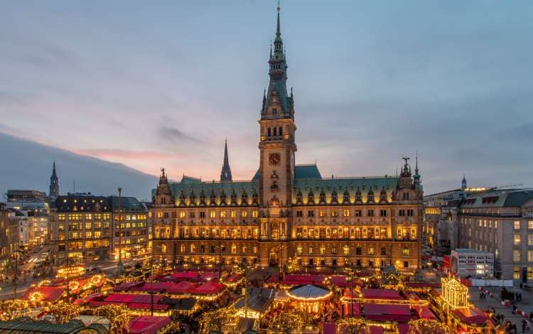 Hamburg at Christmas - Christmas market at the town hall market; Shutterstock ID 1580307877; Purchase Order: -