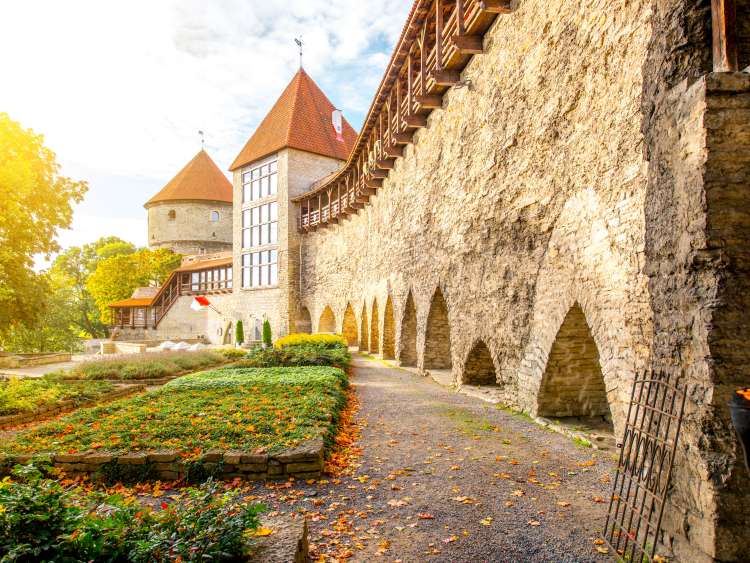 A medieval tower set into the wall of Tallinn old town