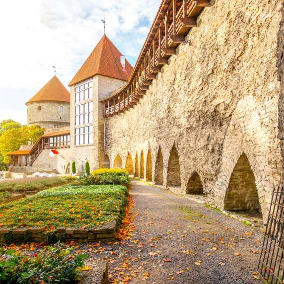 A medieval tower set into the wall of Tallinn old town