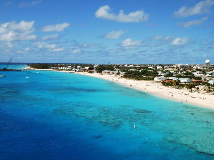 The view of Cockburn town beach on Grand Turk island (Turks & Caicos)