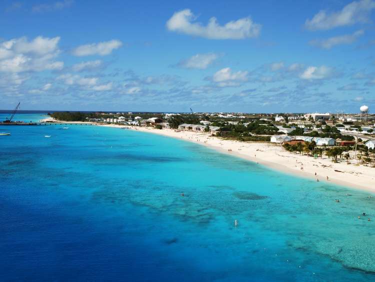 The view of Cockburn town beach on Grand Turk island (Turks & Caicos)