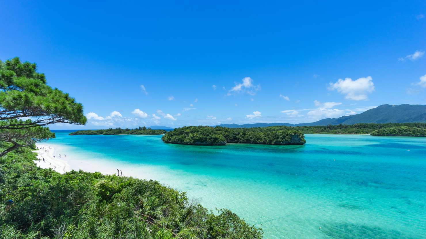 Tropical paradise lagoon, clear turquoise water and coral rock islands, Kabira Bay, Ishigaki Island National Park of the Yaeyama Islands, Okinawa, Japan; Shutterstock ID 353558537; Invoice Number: -