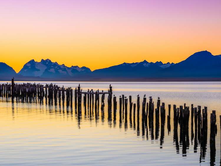 Puerto Natales, Chile - Gulf Almirante Montt, the Pacific Ocean waters in Chielan Patagonia, Magallanes Region.; Shutterstock ID 640135399; Invoice Number: -