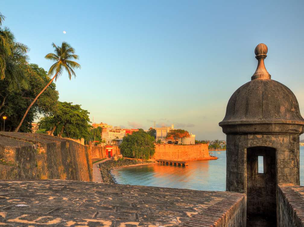 Old Walls of San Juan, Puerto Rico, at sunset