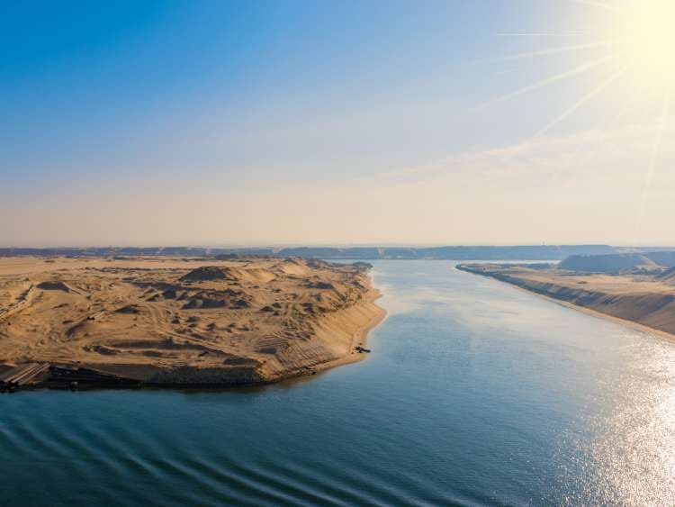 The Suez Canal and desert landscape