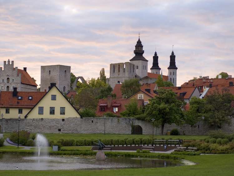 Visby, Sweden skyline including the towers of Saint Mary's Cathedral