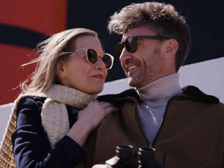 Couple on deck on board Queen Elizabeth