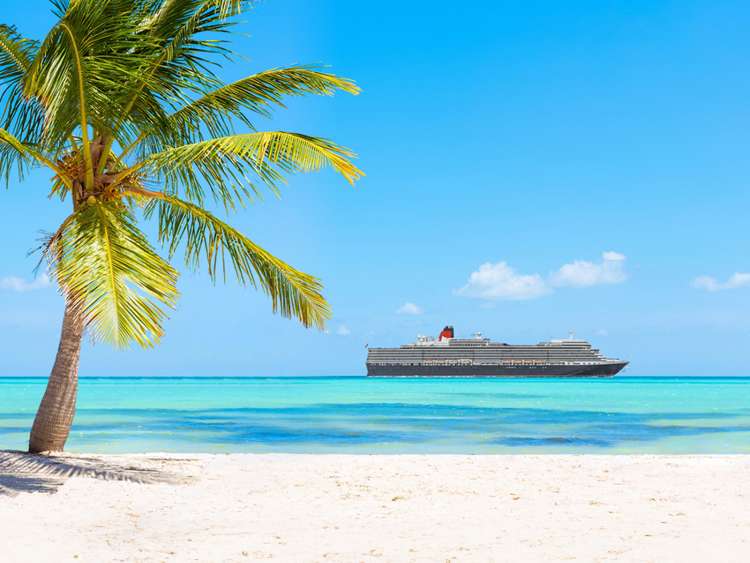 Cunard cruise ship Queen Elizabeth in the Caribbean