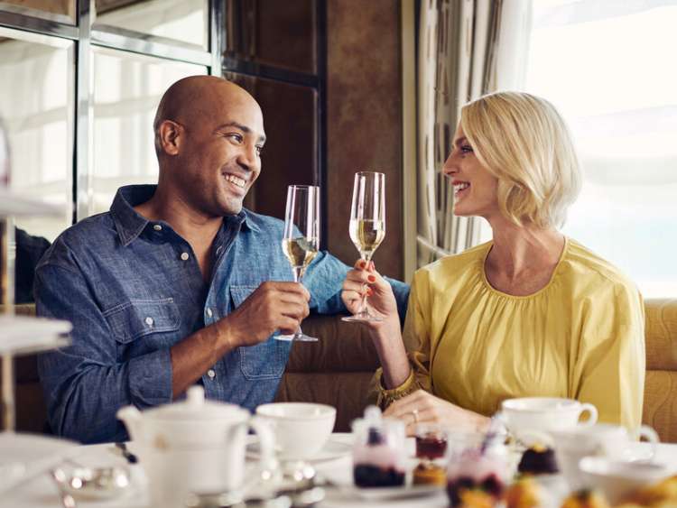 Couple enjoy Cunard Afternoon Tea