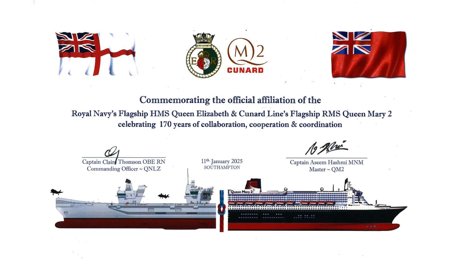 Declaration of Cunard's affiliation with the Royal Navy