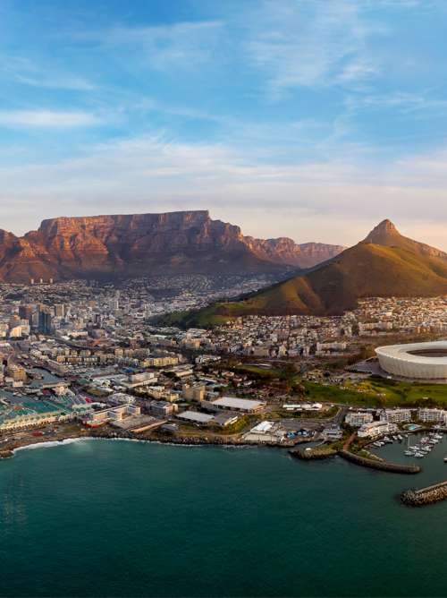 Cape Town and Table Mountain at sunset, South Africa