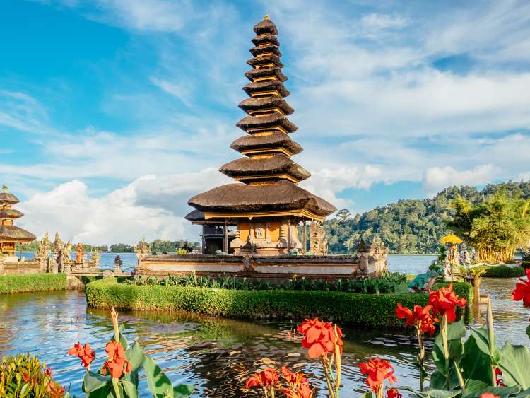 Pura Ulun Danu Bratan temple in Bali island. Hindu temple in flowers on Beratan lake, Asia - Shutterstock ID 454062820