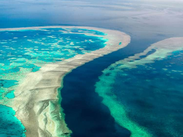 Aerial view of the Great Barrier Reef