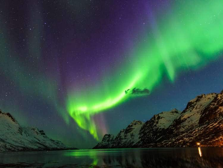 The Northern Lights in Ersfjord, Tromso, Norway