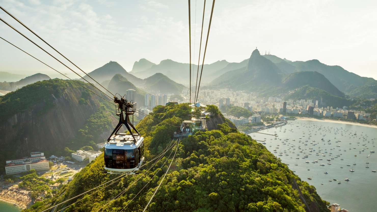 Cable car ascending Sugar Loaf Mountain, Rio de Janeiro