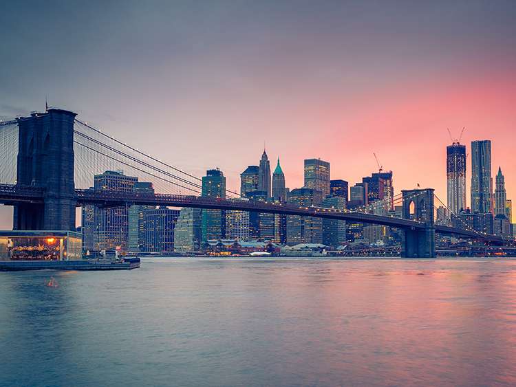 Brooklyn Bridge at dusk, New York City