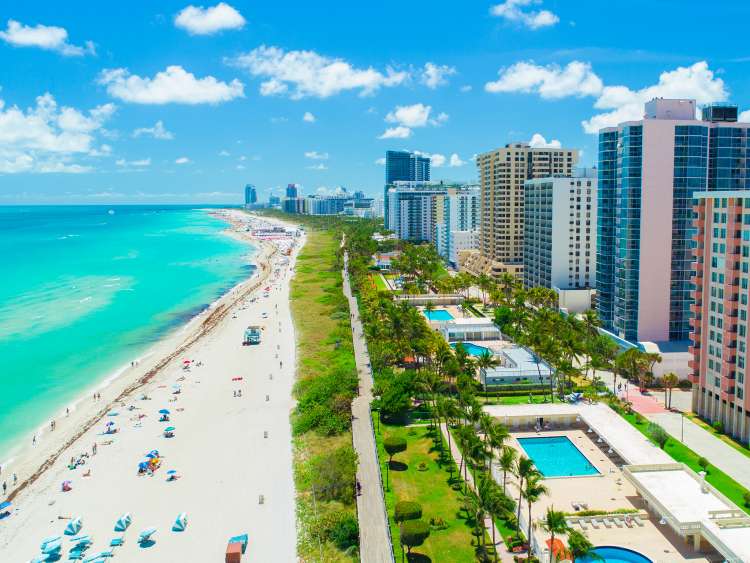 Aerial view of South Beach, Miami Beach, Florida, USA