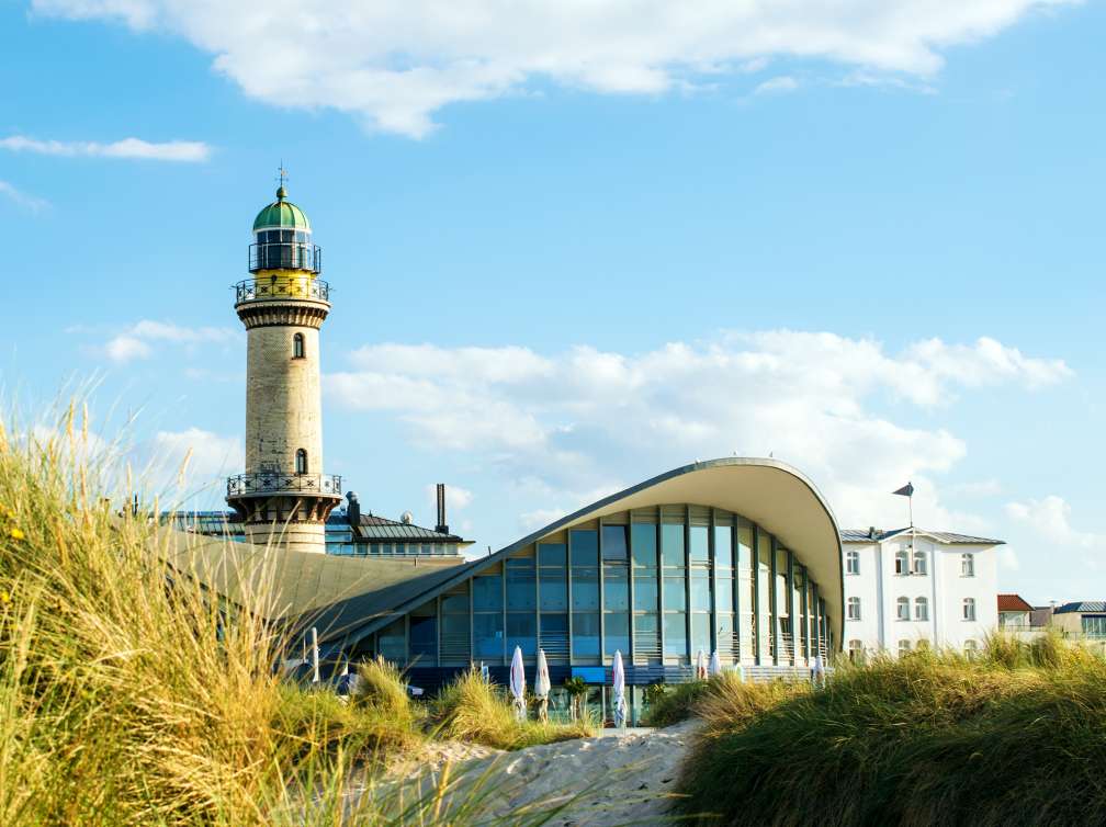 Warnemunde lighthouse during the day 