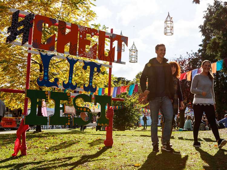 Festival goers entering the Cheltenham Literature Festival