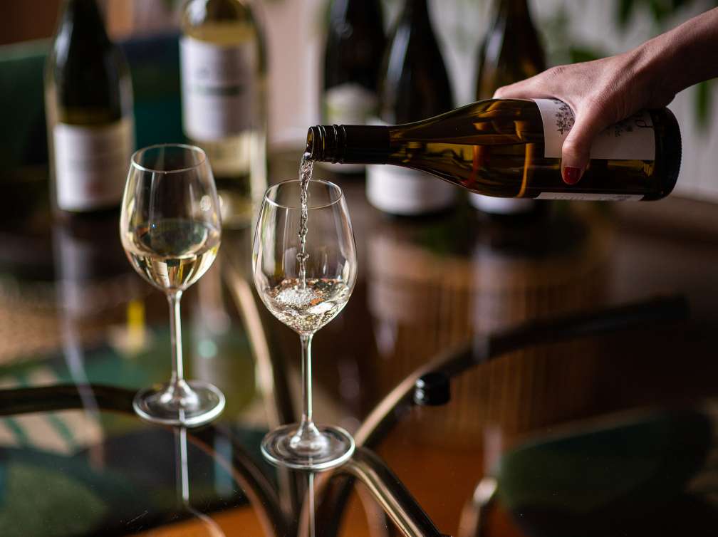 Wine being poured into glass