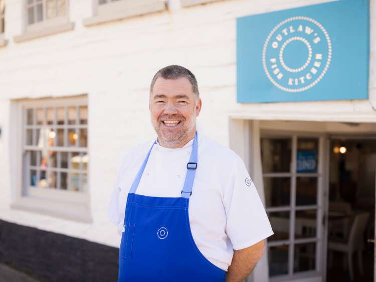 Chef Nathan Outlaw outside his restaurant 