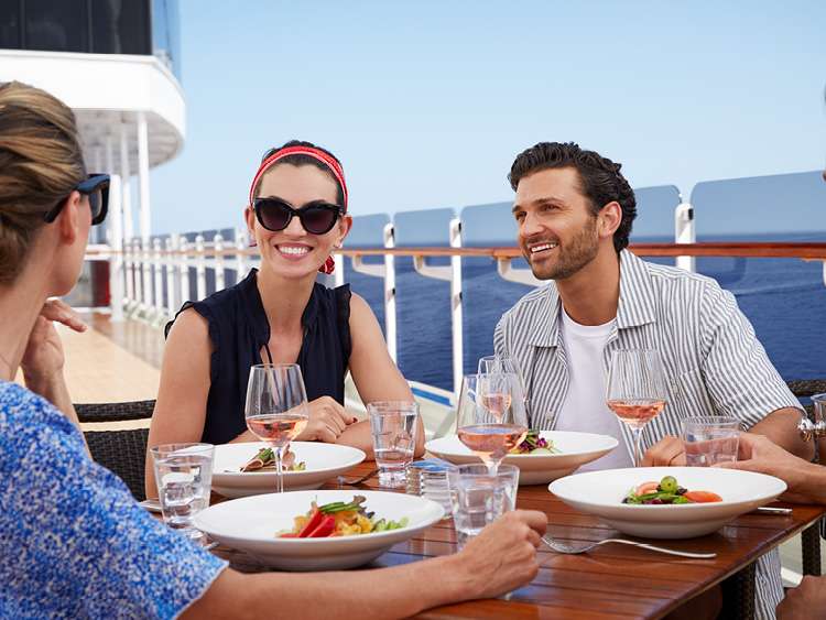 Eating with friends on deck