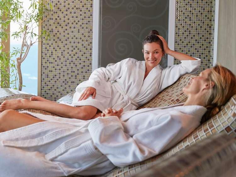 Women relaxing in on board spa