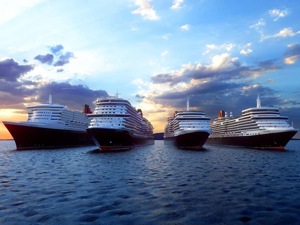 Cunard's four cruise ships: Queen Mary 2, Queen Victoria, Queen Elizabeth and Queen Anne