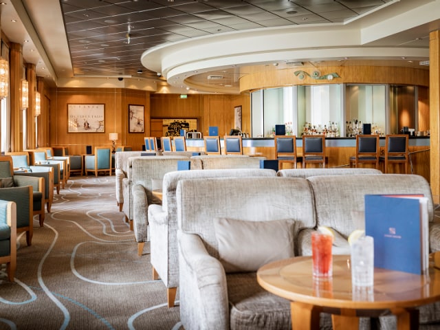 Chart Room bar venue on Cunard's Queen Mary 2 by day