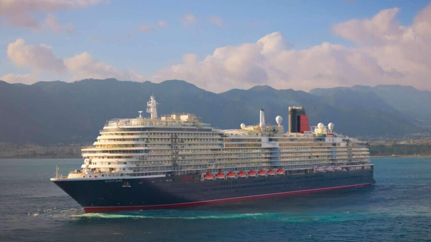 Queen Anne during her sea trials after departing the Fincantieri Marghera shipyard in Venice 