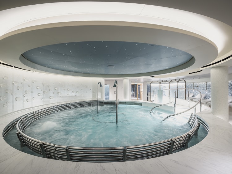 Thermal pool in Queen Anne's Mareel spa, with jets and starry-effect ceiling 