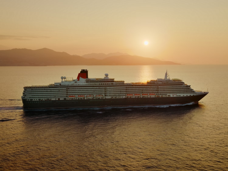 Queen Victoria in the Mediterranean at sunset