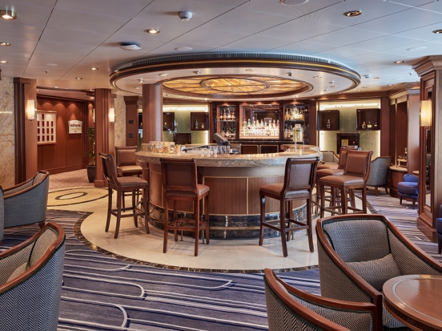 Chart room on Cunard's Queen Victoria, showing circular bar